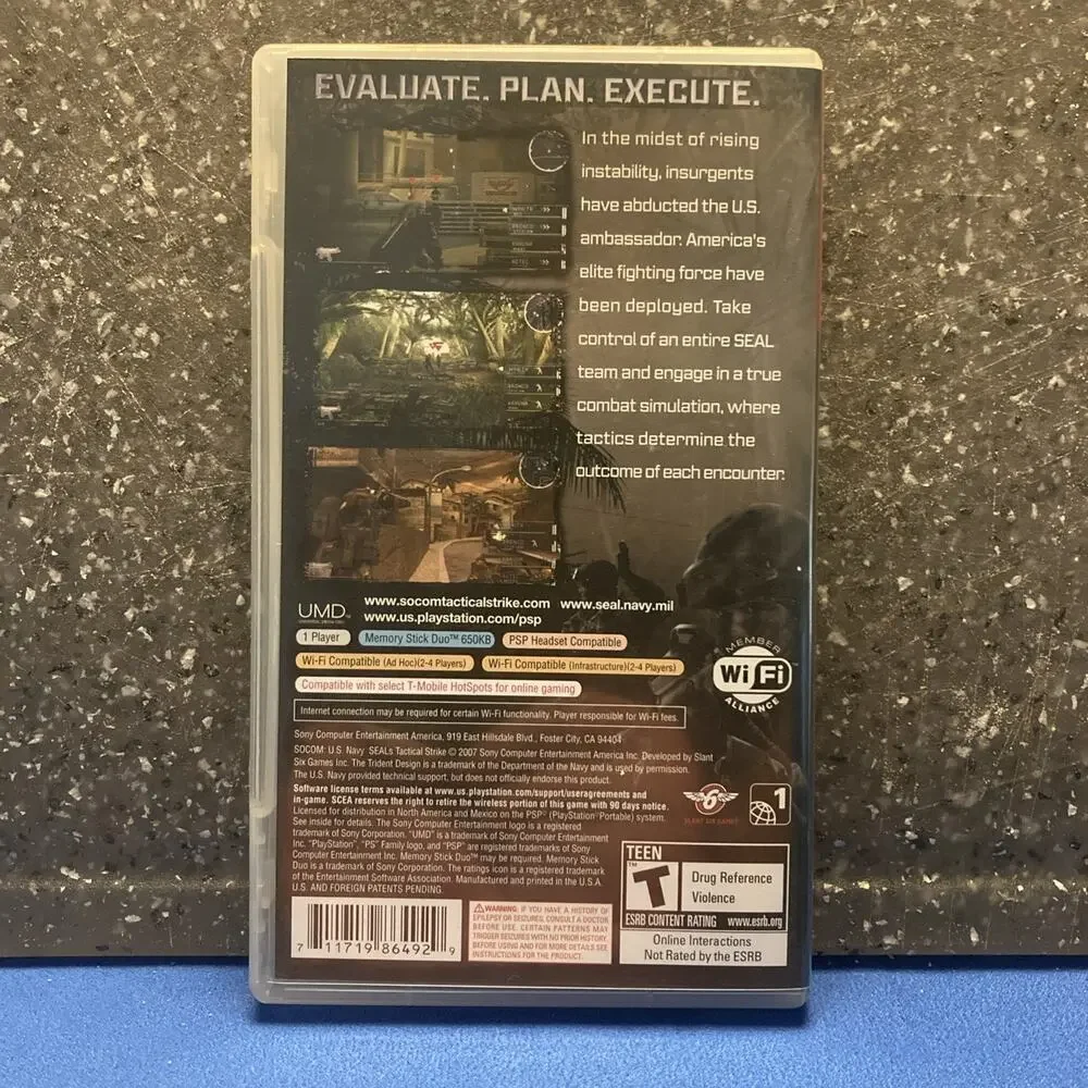 SOCOM Tactical Strike Portable Sony PSP Game Used With Manual.